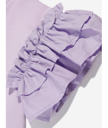 MSGM Girls Ruffle Sleeve T-Shirt Dress in Lilac Pour