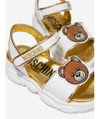 Moschino Girls Leather Teddy Bear Logo Sandals paiement sécurisé