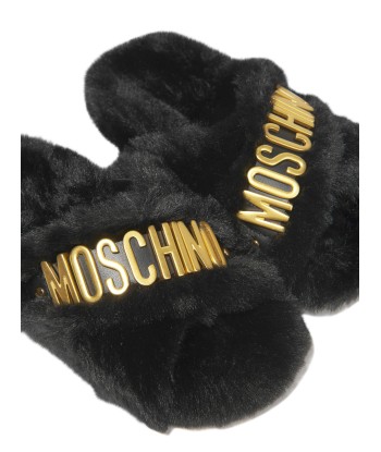 Moschino Girls Faux Fur Logo Slippers de votre