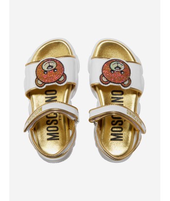 Moschino Girls Leather Teddy Bear Logo Sandals paiement sécurisé