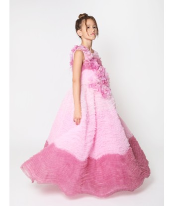 Marchesa Girls Flower Embellished Degradé Tulle Gown in Pink Découvrez la collection