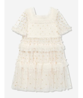 Needle & Thread Girls Polka Dot Smocked Dress in Ivory outlet