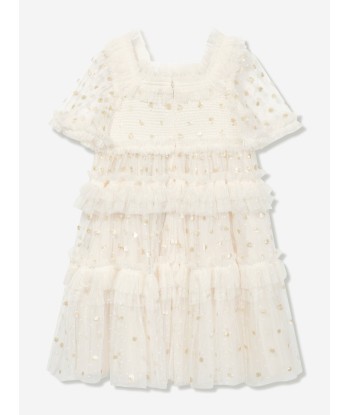 Needle & Thread Girls Polka Dot Smocked Dress in Ivory outlet