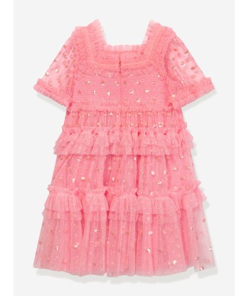 Needle & Thread Girls Polka Dot Smocked Dress in Pink Livraison rapide