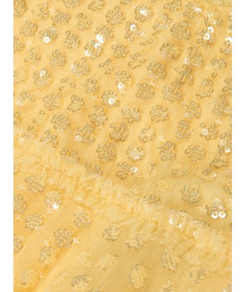 Needle & Thread Girls Raindrop Sequin Dress in Yellow français