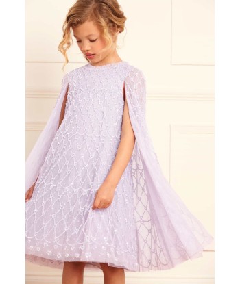 Needle & Thread Girls Heart Lattice Cape Dress in Purple shop