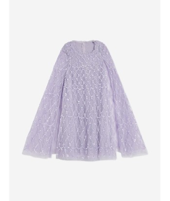 Needle & Thread Girls Heart Lattice Cape Dress in Purple shop