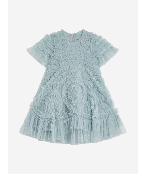 Needle & Thread Girls Verity Ruffle Dress in Blue rembourrage situé sous