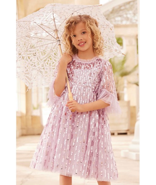 Needle & Thread Girls Sequin Dash Dress in Purple le des métaux précieux