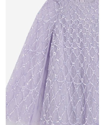 Needle & Thread Girls Heart Lattice Cape Dress in Purple shop