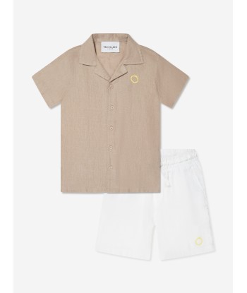 Trussardi Boys Delian Shirt And Shorts Set in Beige prix