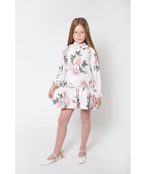 Monnalisa Girls Rose Print Long Sleeve Dress l'évolution des habitudes 