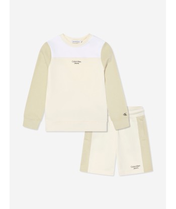 Calvin Klein Boys Colourblock Shorts Set in Beige store