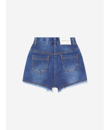 Monnalisa Girls Denim Embroidered Flower Shorts online