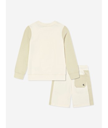 Calvin Klein Boys Colourblock Shorts Set in Beige store