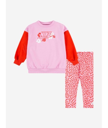 Nike Girls Floral Leggings Set in Pink pas chere