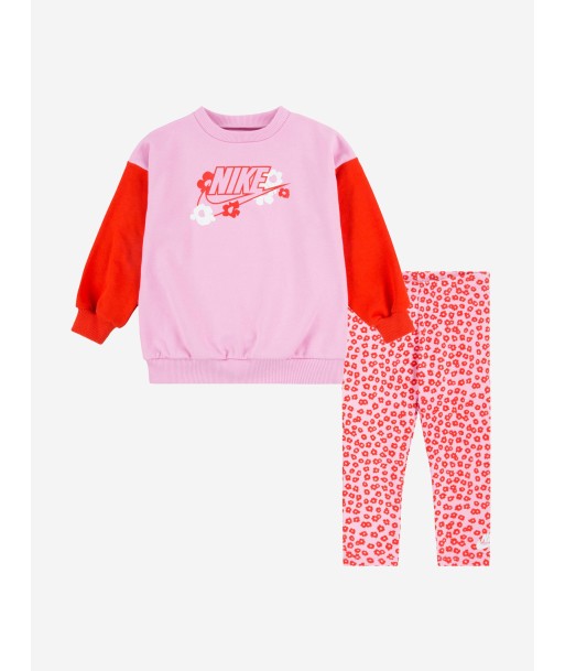 Nike Girls Floral Leggings Set in Pink pas chere