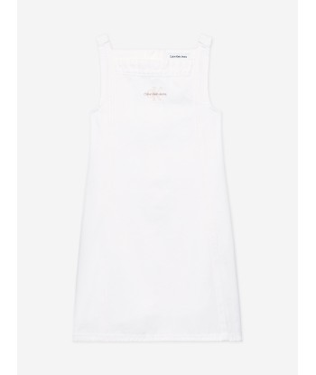 Calvin Klein Girls Button Denim Dress in Ivory la colonne vertébrale