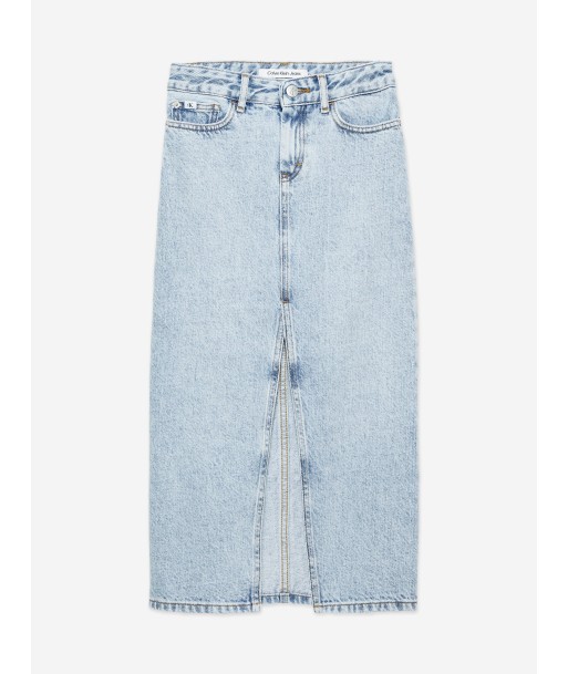 Calvin Klein Girls Denim Maxi Skirt in Blue 2024