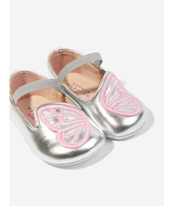 Sophia Webster Baby Girls Leather Butterfly Pre-Walkers in Silver français