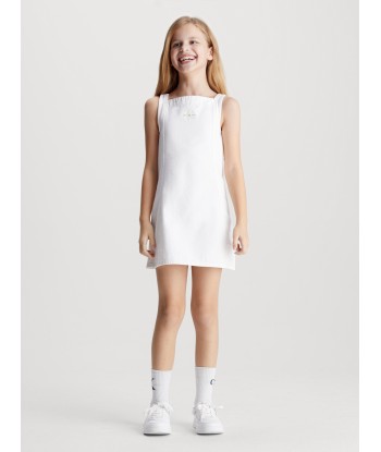 Calvin Klein Girls Button Denim Dress in Ivory la colonne vertébrale