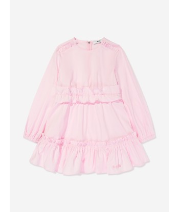 MSGM Girls Poplin Dress in Pink Livraison rapide