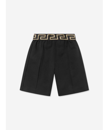 Versace Boys Embroidered Logo Shorts in Black france