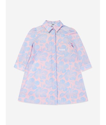 MSGM Girls Poplin Shirt Dress in Blue livraison gratuite