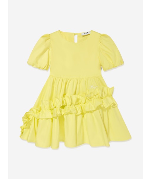 MSGM Girls Poplin Dress in Green rembourrage situé sous