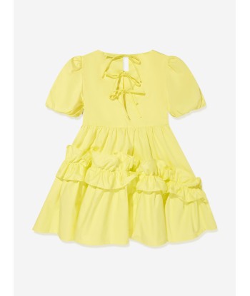 MSGM Girls Poplin Dress in Green rembourrage situé sous