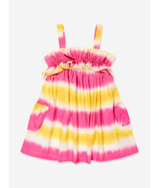 MSGM Girls Twill Striped Dress in Pink livraison et retour toujours gratuits