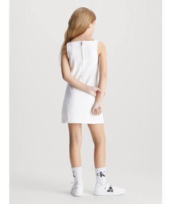 Calvin Klein Girls Button Denim Dress in Ivory la colonne vertébrale