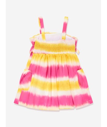 MSGM Girls Twill Striped Dress in Pink livraison et retour toujours gratuits