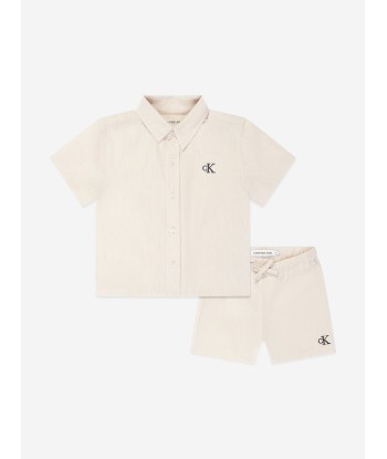 Calvin Klein Baby Boys Linen Blend Shorts Set in Beige Comparez et commandez 