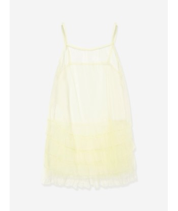 MSGM Girls Jersey And Tulle Dress in Green Toutes les collections ici