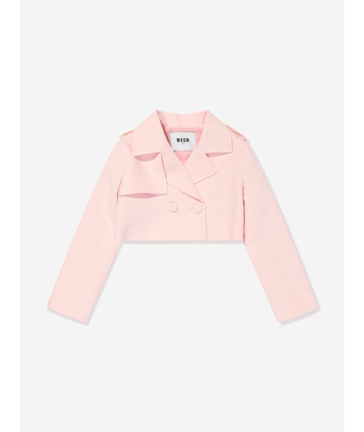 MSGM Girls Technical Fabric Jacket in Pink les ligaments