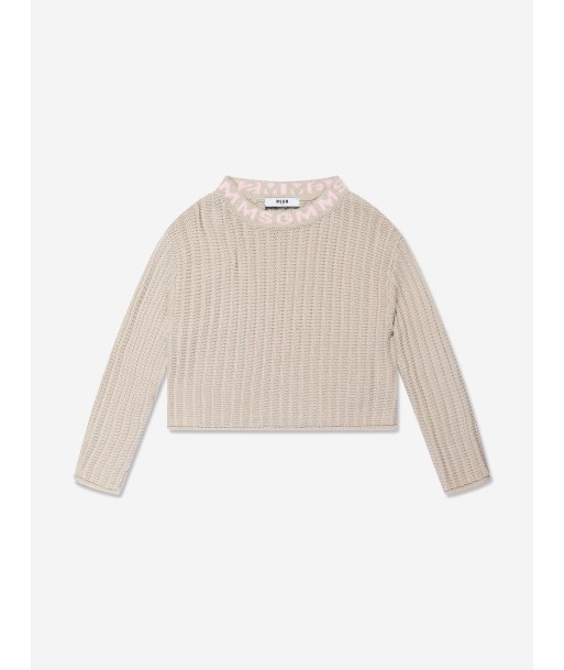 MSGM Girls Knitted Jumper in Beige en linge