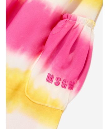 MSGM Girls Twill Striped Dress in Pink livraison et retour toujours gratuits