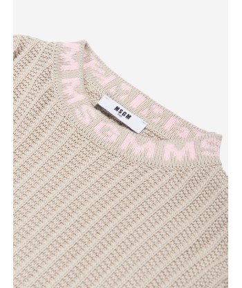 MSGM Girls Knitted Jumper in Beige en linge