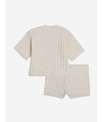 Calvin Klein Baby Linen Blend Knit Set in Beige Pour