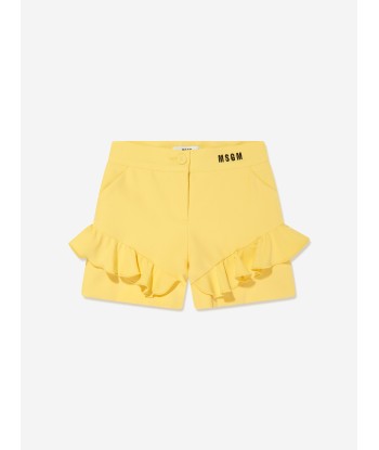 MSGM Girls Technical Fabric Shorts in Yellow une grave pollution 