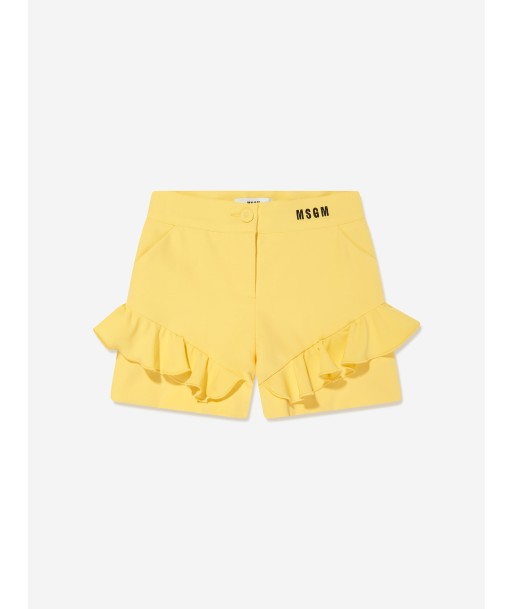 MSGM Girls Technical Fabric Shorts in Yellow une grave pollution 