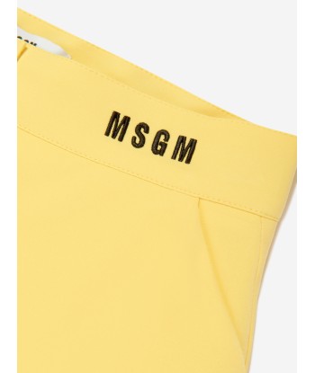 MSGM Girls Technical Fabric Shorts in Yellow une grave pollution 