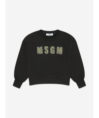 MSGM Girls Logo Sweatshirt in Black ouvre sa boutique