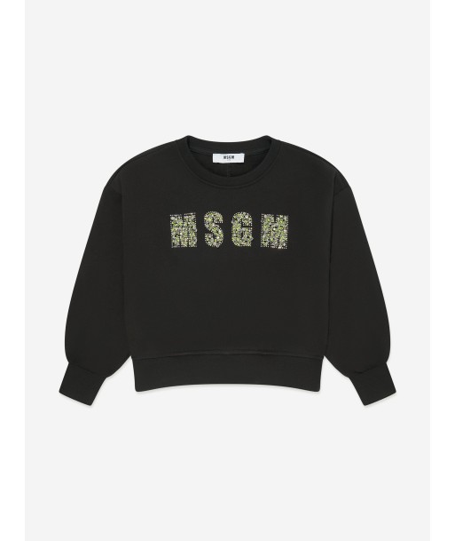 MSGM Girls Logo Sweatshirt in Black ouvre sa boutique