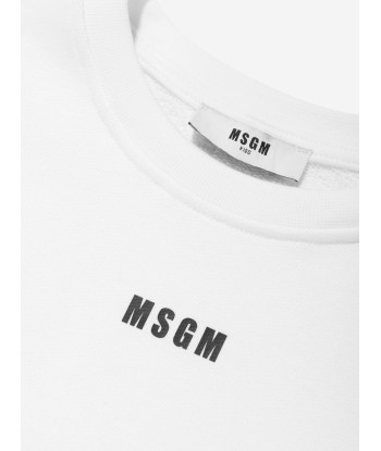 MSGM Girls Ruffle Sweatshirt in White Toutes les collections ici