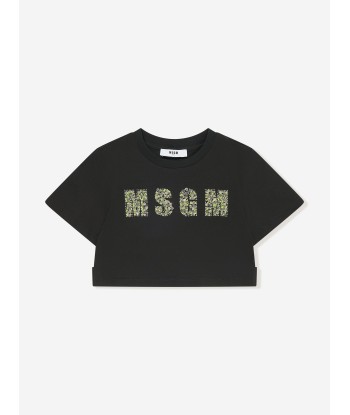 MSGM Girls Jersey Logo T-Shirt in Black vente chaude votre 