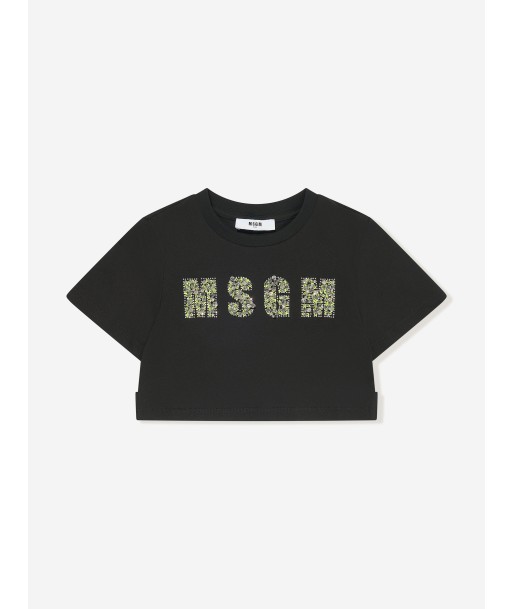 MSGM Girls Jersey Logo T-Shirt in Black vente chaude votre 