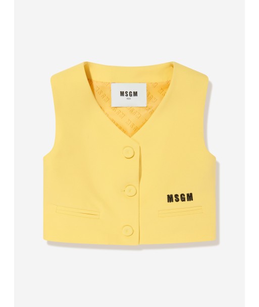 MSGM Girls Technical Fabric Gilet in Yellow store