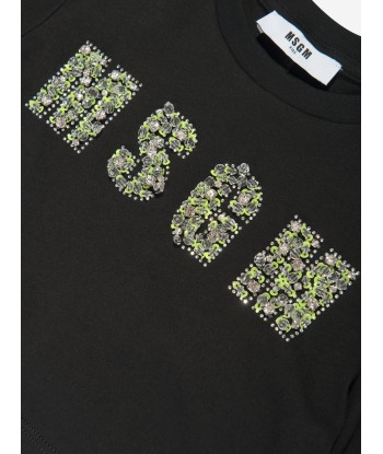 MSGM Girls Jersey Logo T-Shirt in Black vente chaude votre 